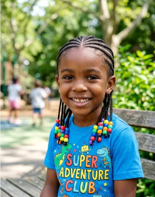 Kids colourful beaded braids